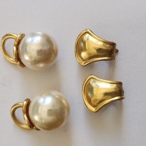 Vintage Gold Clip-Ons Or Add The Large Pearl To The Earrings